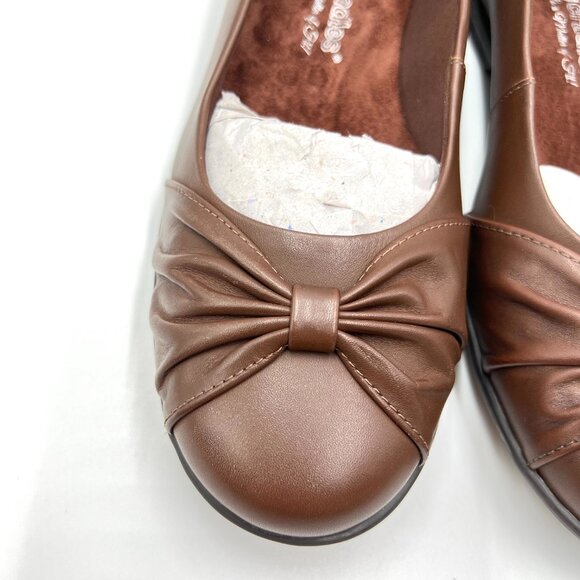 6.5 W 6.5 WIDE WIDTH Walking Cradles Brown Leather Flats Shoes - Picture 4 of 13